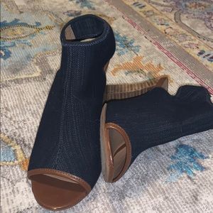 Franco sarto opentoe denim heels